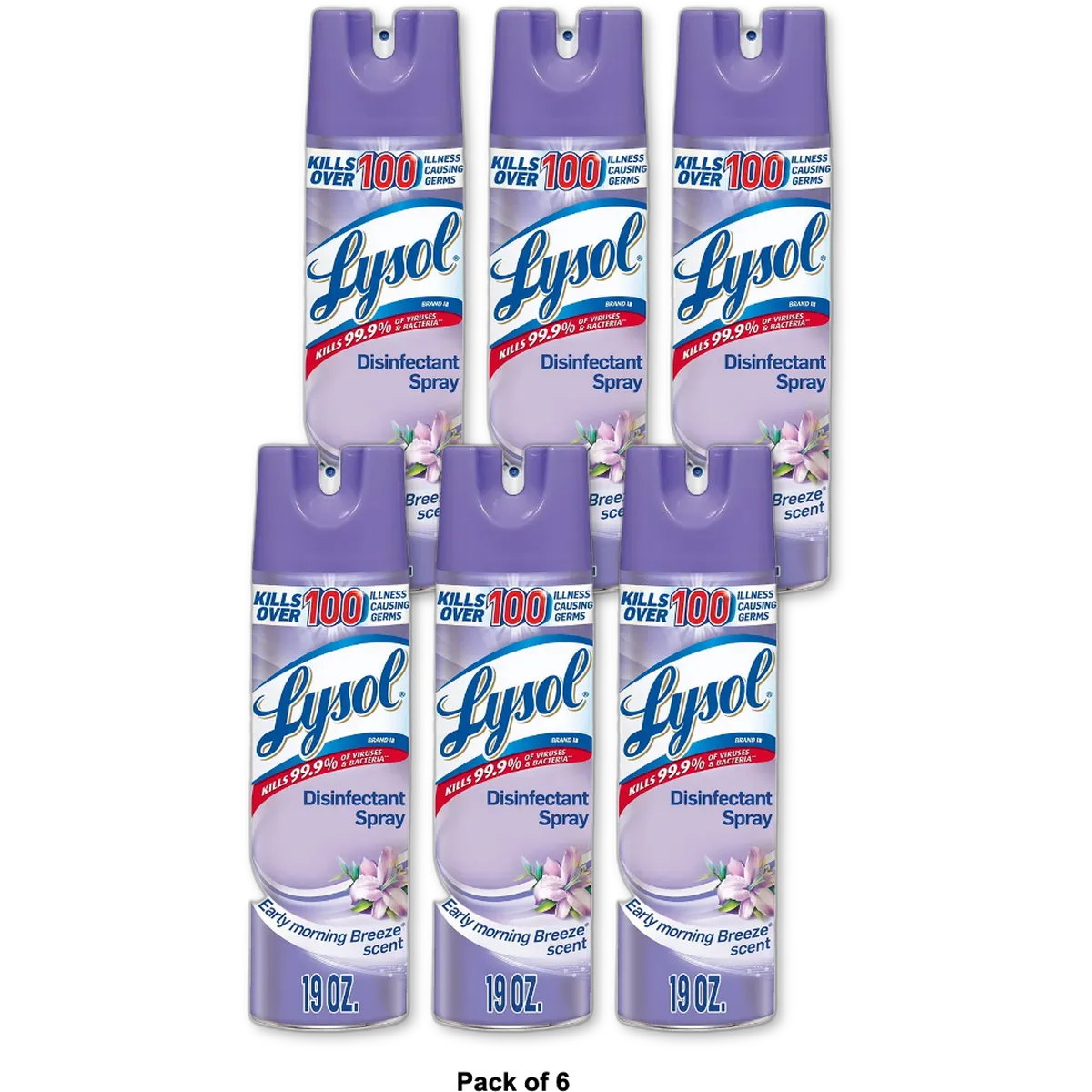 Lysol Disinfectant Spray Early Morning Breeze19Oz (Pack of 6)