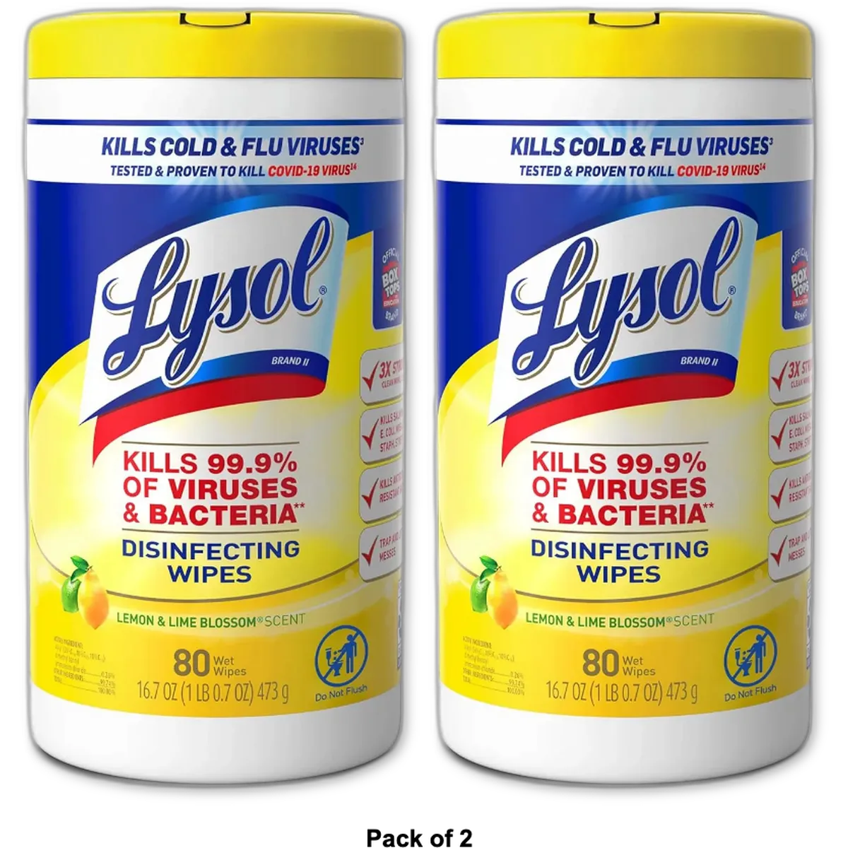 Lysol Disinfectant Wipes Multi Surface Antibacterial Cleaning Wipes 53.6oz (Pack of 2)