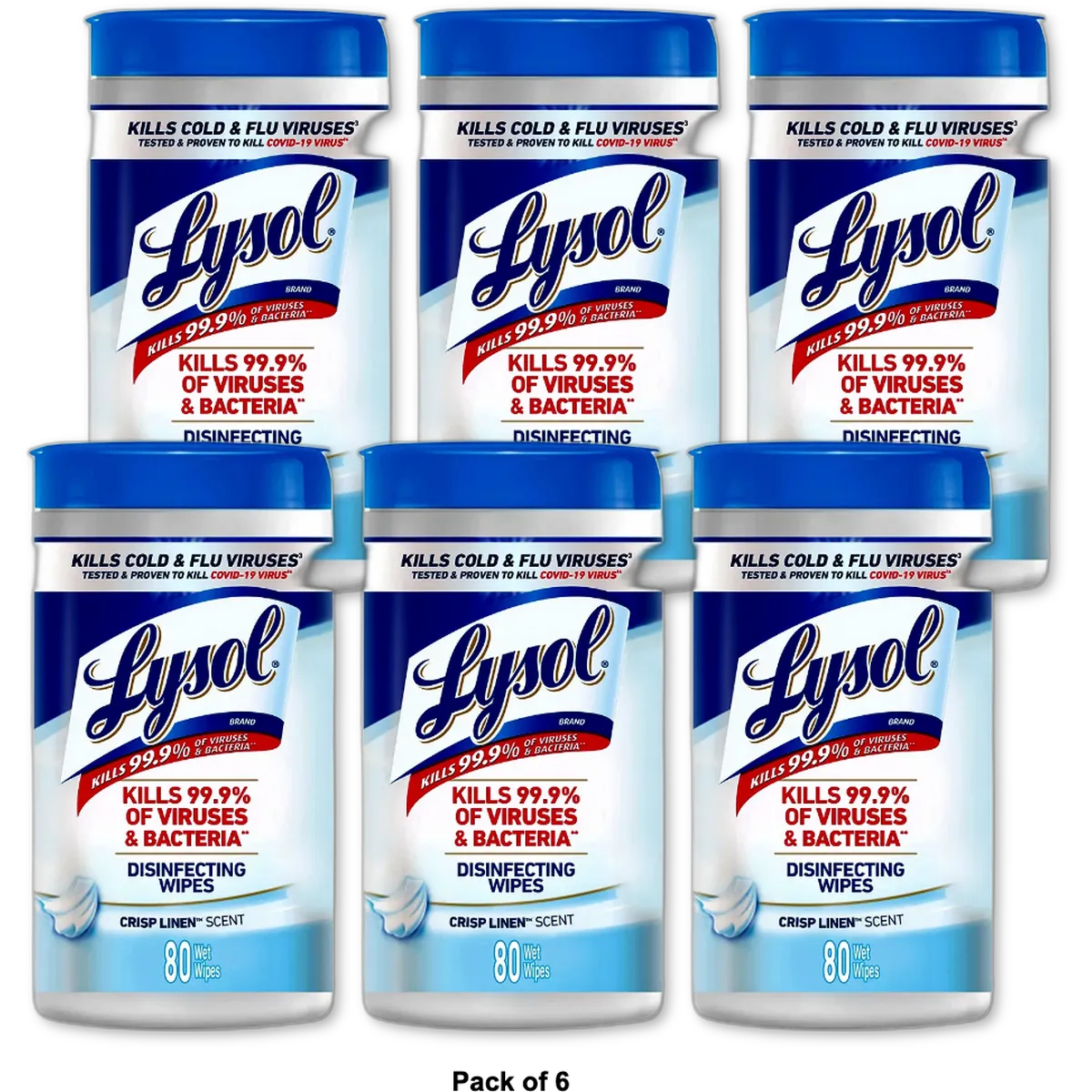Lysol Disinfecting Wipes Crisp Linen 22.4oz (Pack of 6)