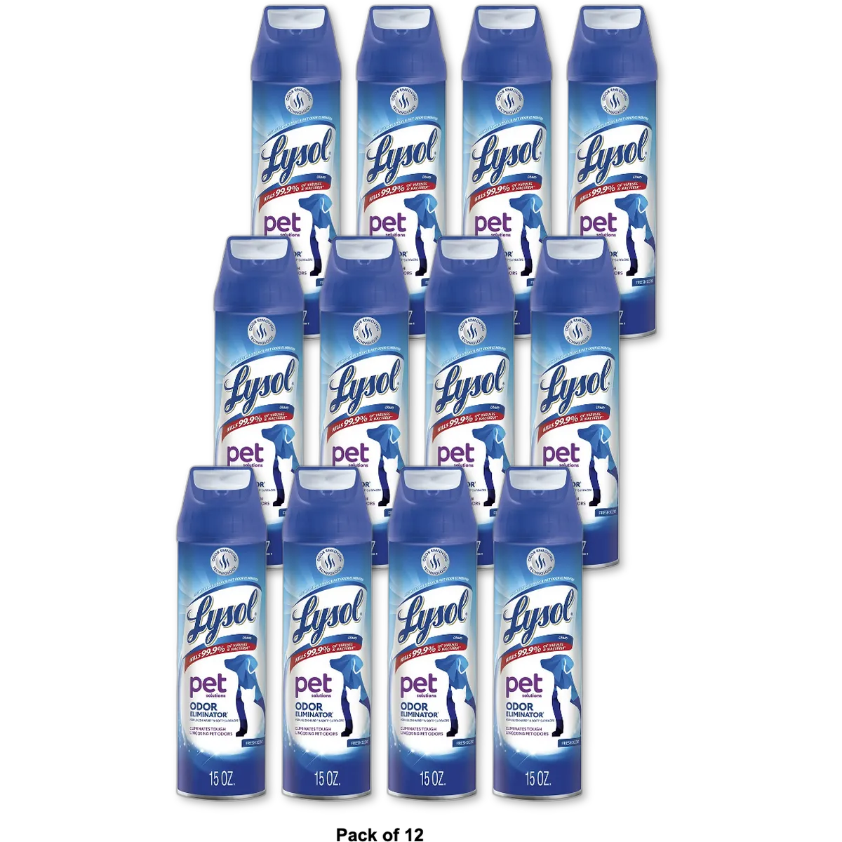 Lysol Pet Solutions Odor Eliminator Fresh Scent 15Oz (Pack of 12)
