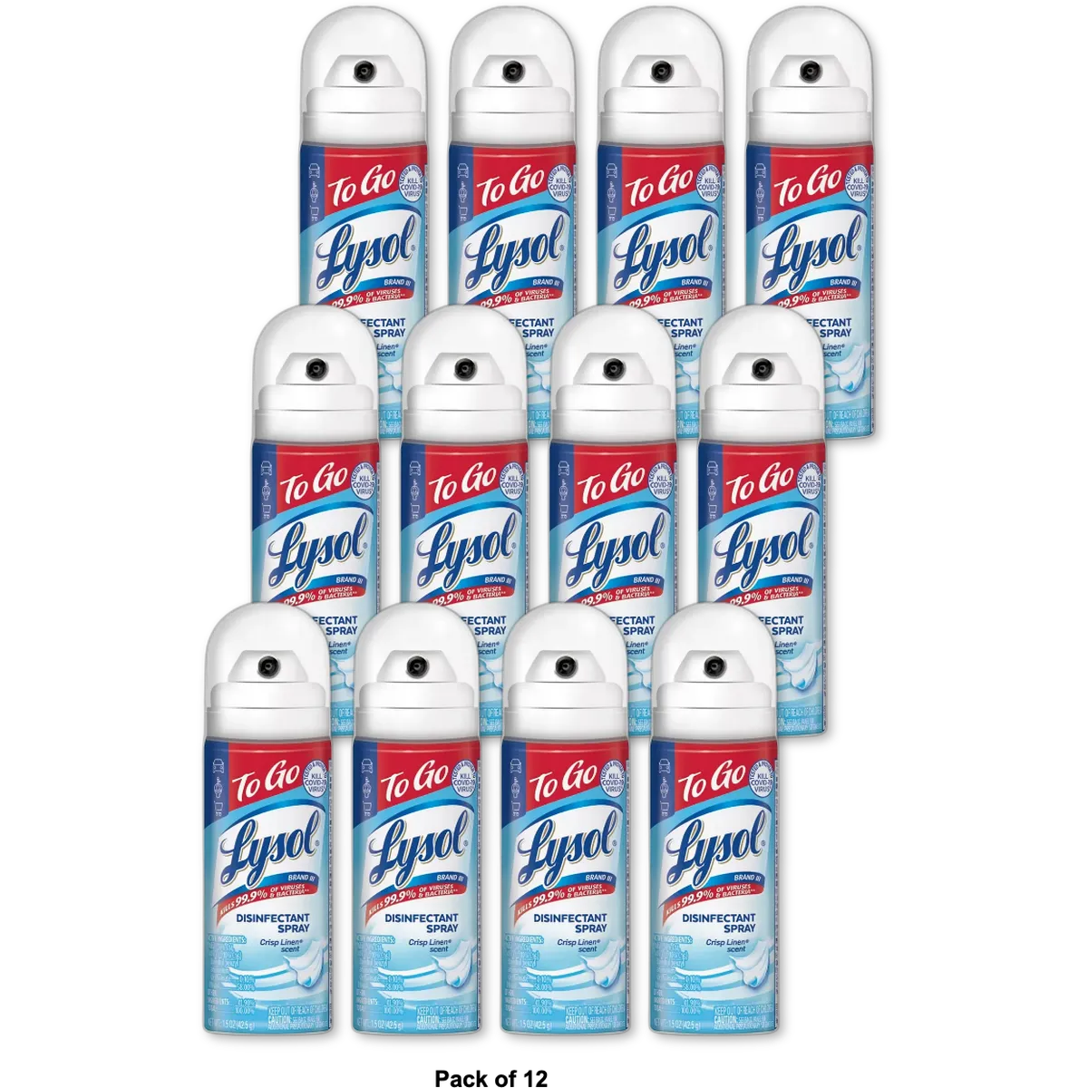 Lysol To Go Disinfectant Spray Crisp Linen 1.5Oz (Pack of 12)