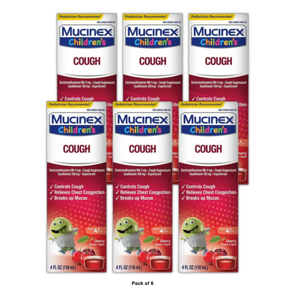 Mucinex Childrens Cough Syrup Cherry 4Oz (Pack Of 6)