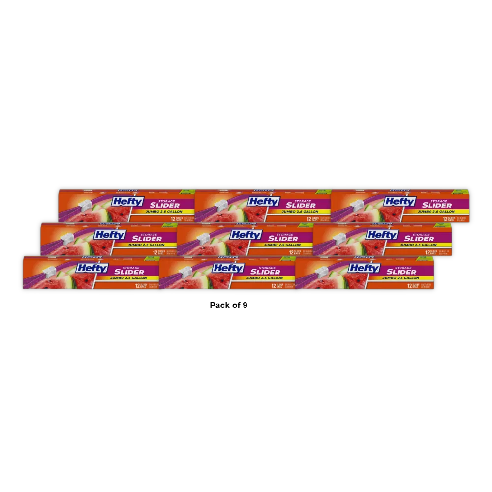 Hefty Jumbo Slider Storage Slider Bag 68.96oz (Pack of 9)