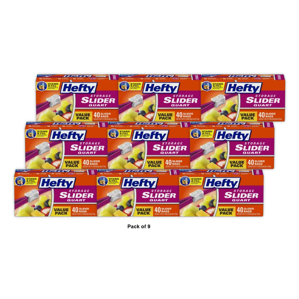 Hefty Quart Food Storage Slider Bag (Pack Of 9)