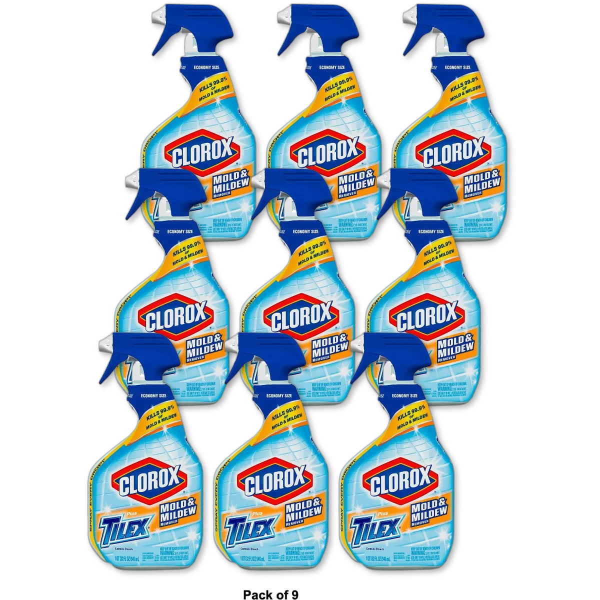 Clorox Plus Tilex Mold And Mildew Remover Spray 32Oz (Pack of 9)