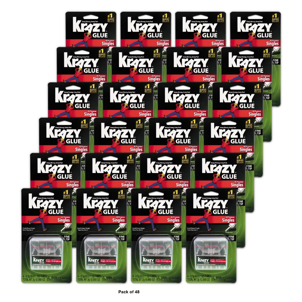 Elmers Instant Krazy All Purpose Glue Liquid Single Use Tubes 0.07Oz (Pack Of 48)