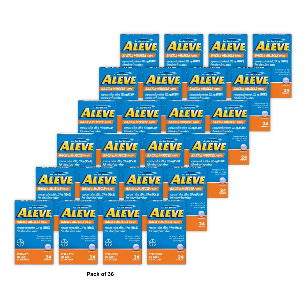 Aleve Back & Muscle Pain Relief Tablets 24 ct 1.26oz (Pack of 36)