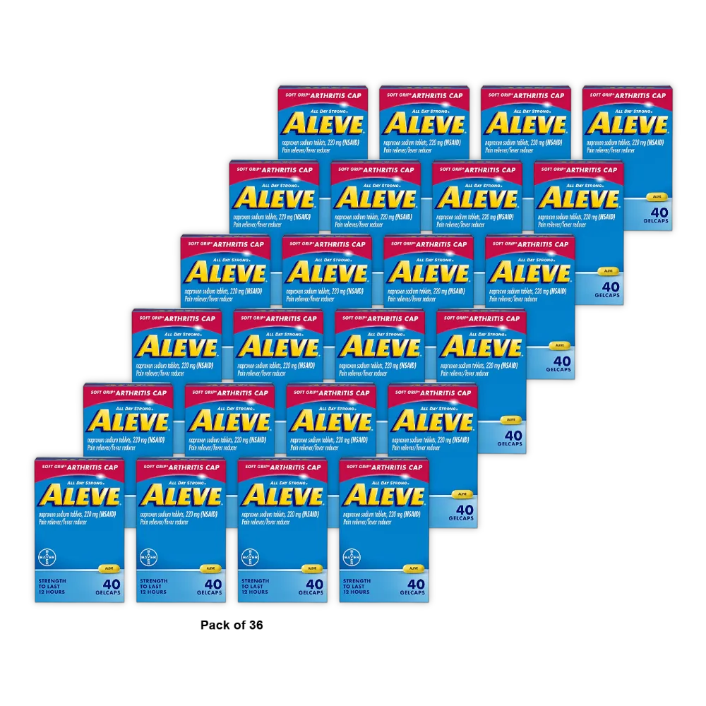 Aleve Soft Grip Arthritis Naproxen Sodium for Pain Relief 40 Count 1.6oz (Pack of 36)