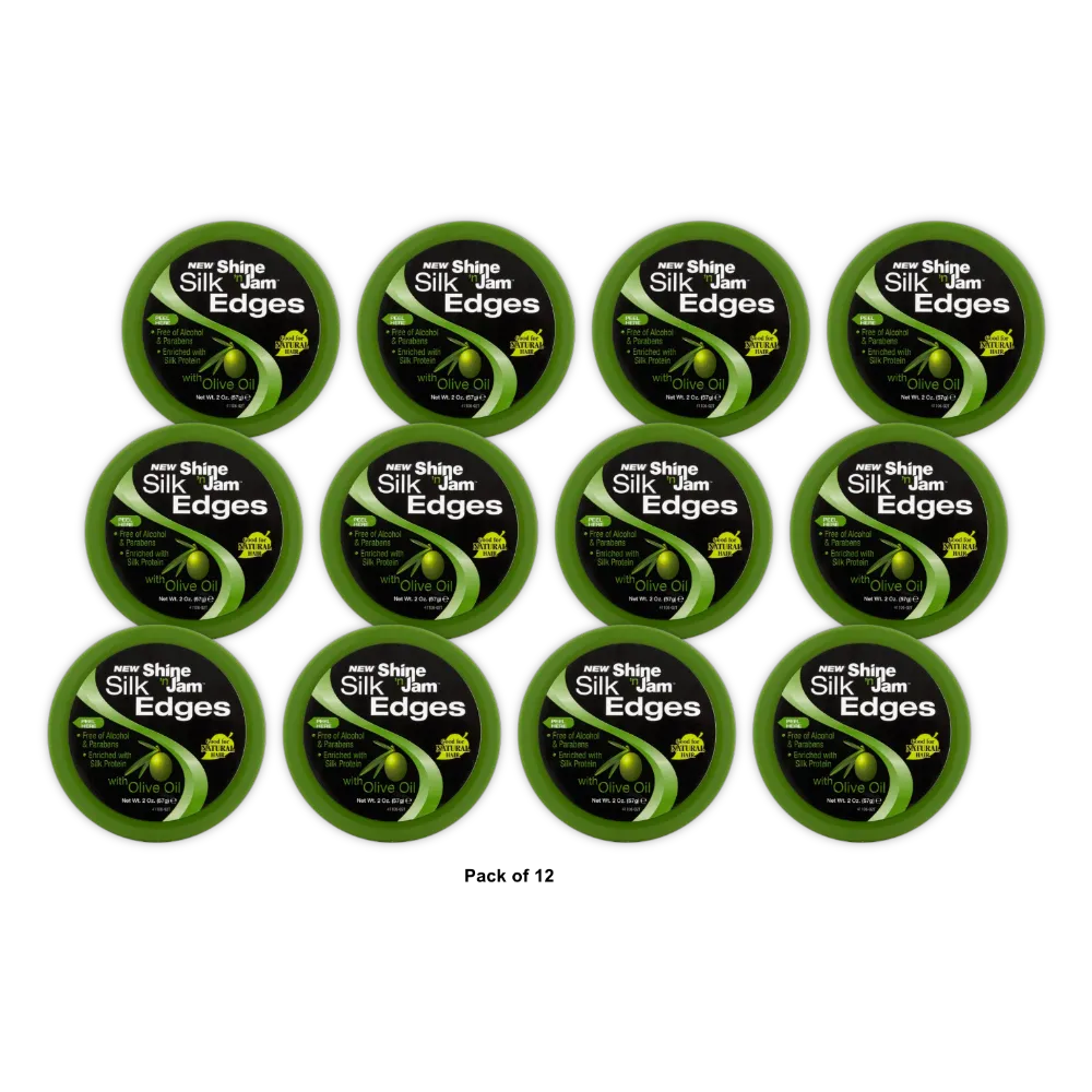Ampro Shine N Jam Hair Conditioning Gel With Olive Oil Silk Edges 2Oz (Pack of 12)
