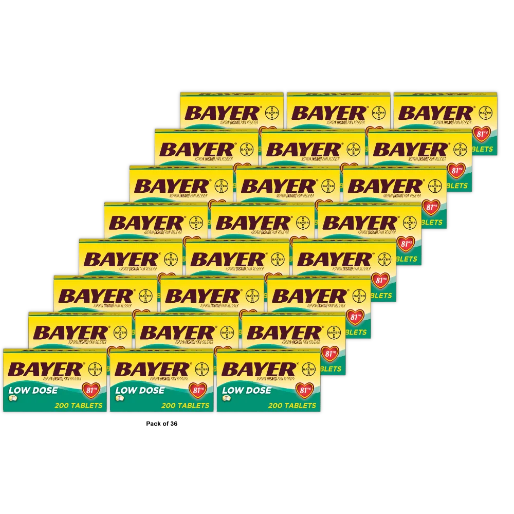 Bayer Aspirin Regimen Low Dose 81mg Enteric Coated Tablets 120-Count 2.5oz (Pack of 36)