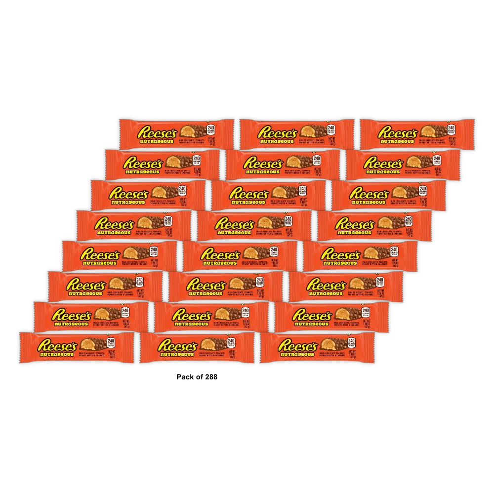 Reeses Nutrageous Milk Chocolate Peanut Butter Candy Bar 1.66Oz (Pack of 288)