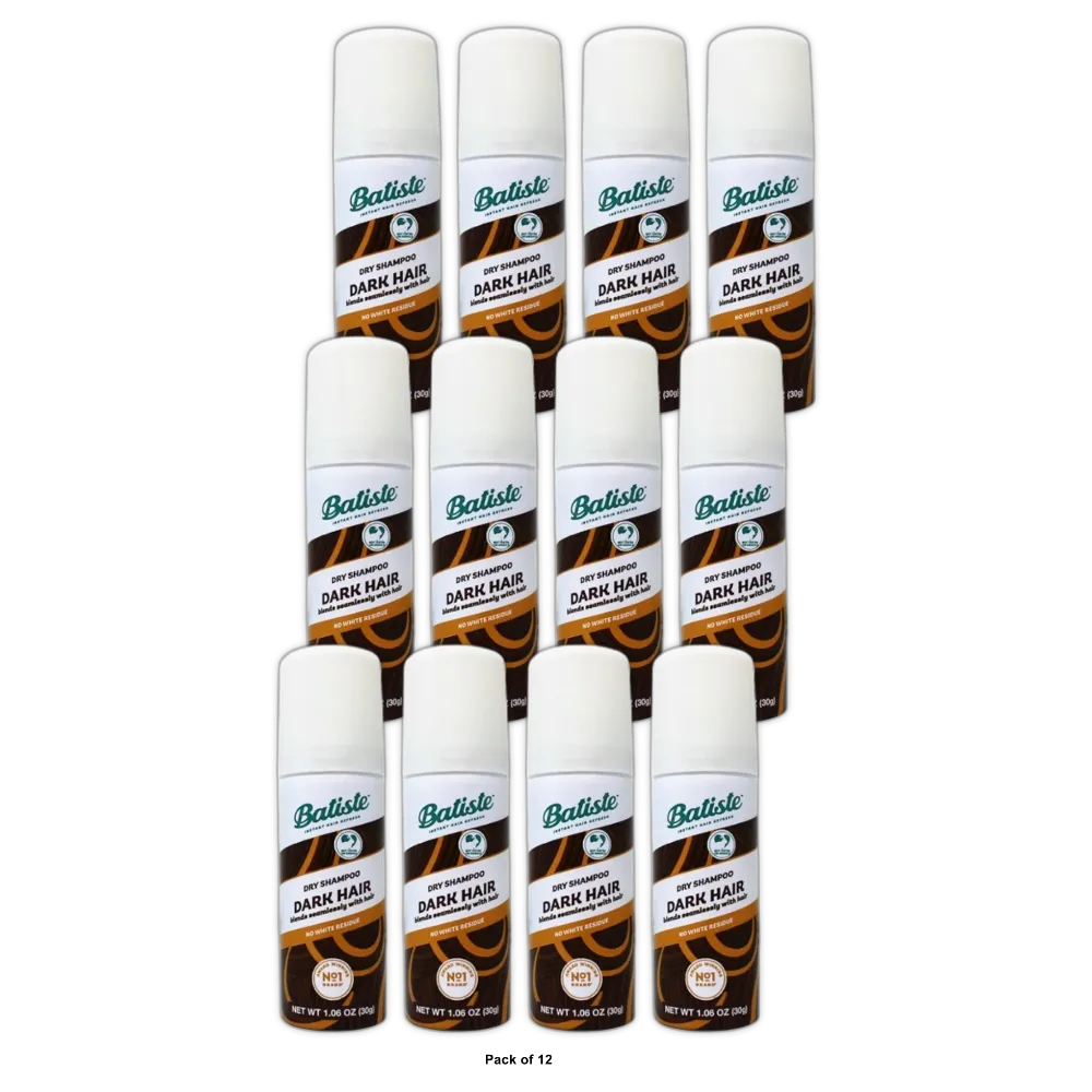 Batiste Dry Shampoo Plus Hint of Color Dark Brown 1.6Oz (Pack of 12)