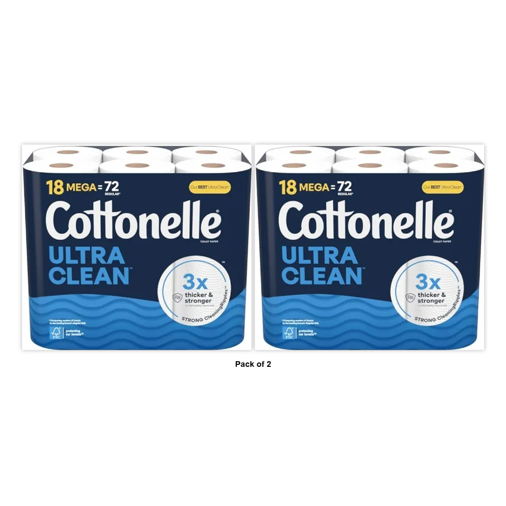 Cottonelle Ultra Cleancare Toilet Paper 18 rolls 96oz (Pack of 2)