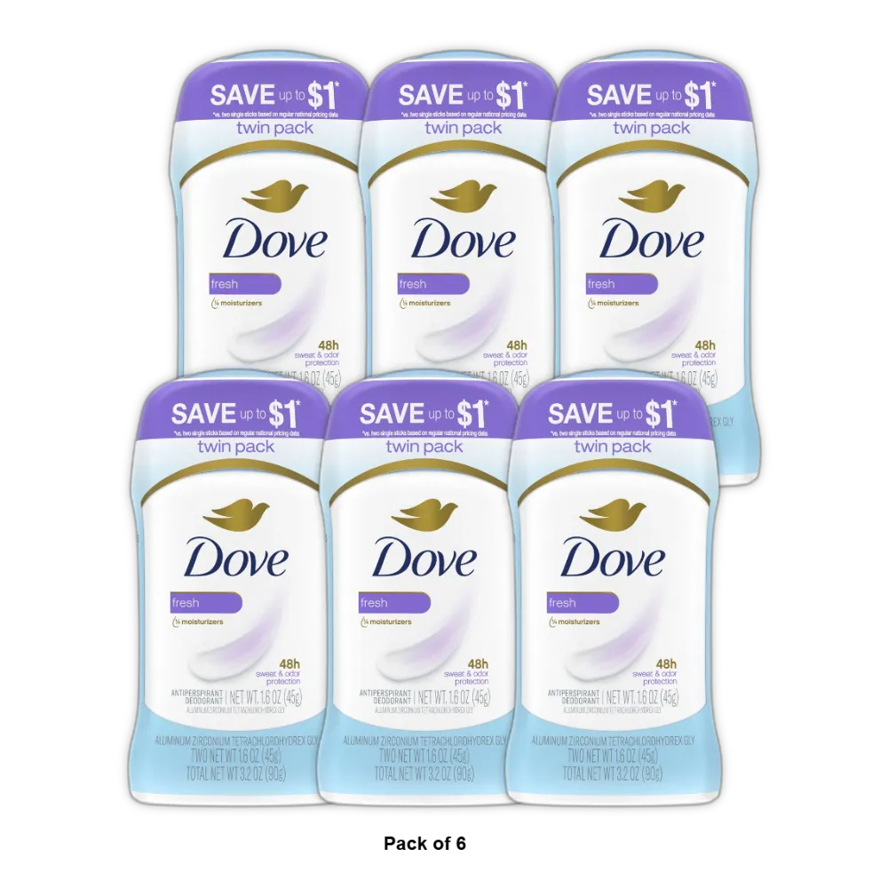 Dove Fresh Scent Deodorant 2 Ea (Pack of 6)