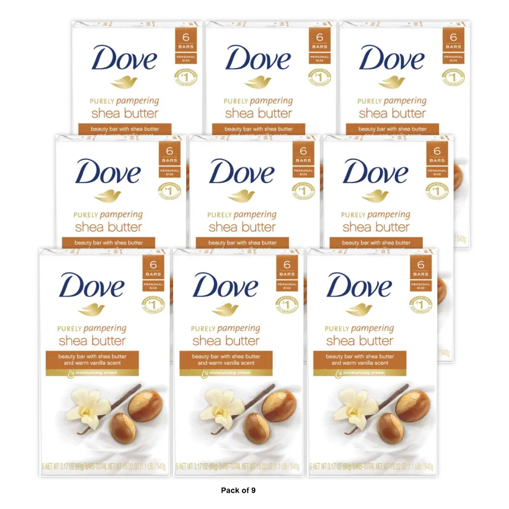 Dove Shea Butter Moisturizer Cream Bars Shea Butter & Vanilla 3.17 oz 6 Ea (Pack of 9)