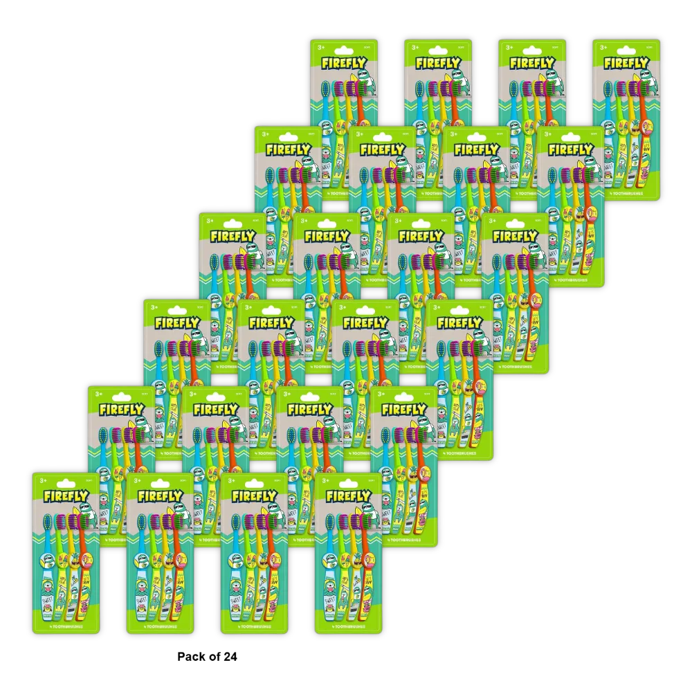 Firefly Kids Sloths Value Toothbrushes 4 Ea (Pack of 24)