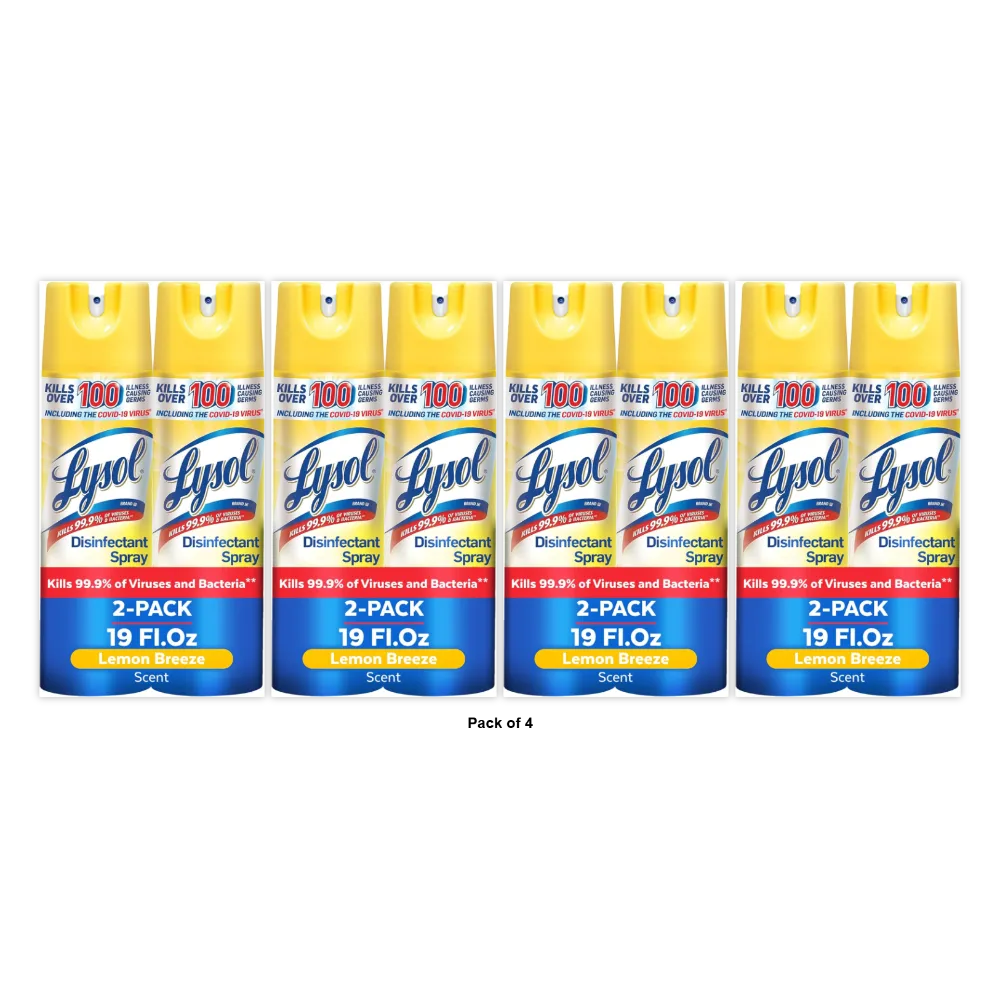 Lysol Disinfectant Spray-Lemon Breeze 2 pack 19oz (19 oz each) (Pack of 4)