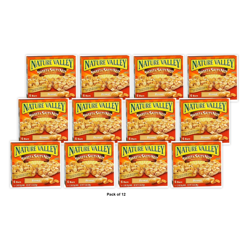 Nature Valley Granola Bars Sweet and Salty Nut Peanut 6 Bars 7.2 oz (Pack of 12)