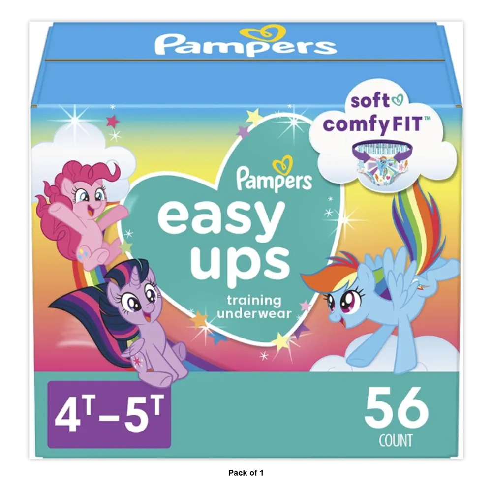 Pampers Easy Ups Girl Training Pants Super Pack, Size 4T-5T, 56 Ct 65.12oz (Pack of 1)