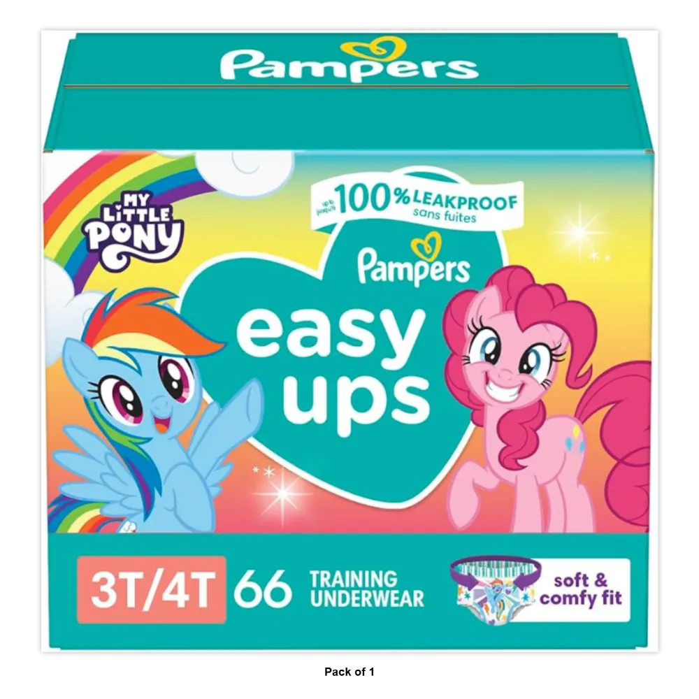 Pampers Easy Ups Training Underwear Girls, 3T-4T Size 5 Diapers, 66 Count 72.64oz (Pack of 1)