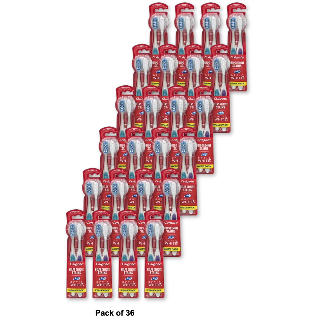 Colgate 360 Optic White Whitening Toothbrush Soft 0.8oz (Pack of 36)