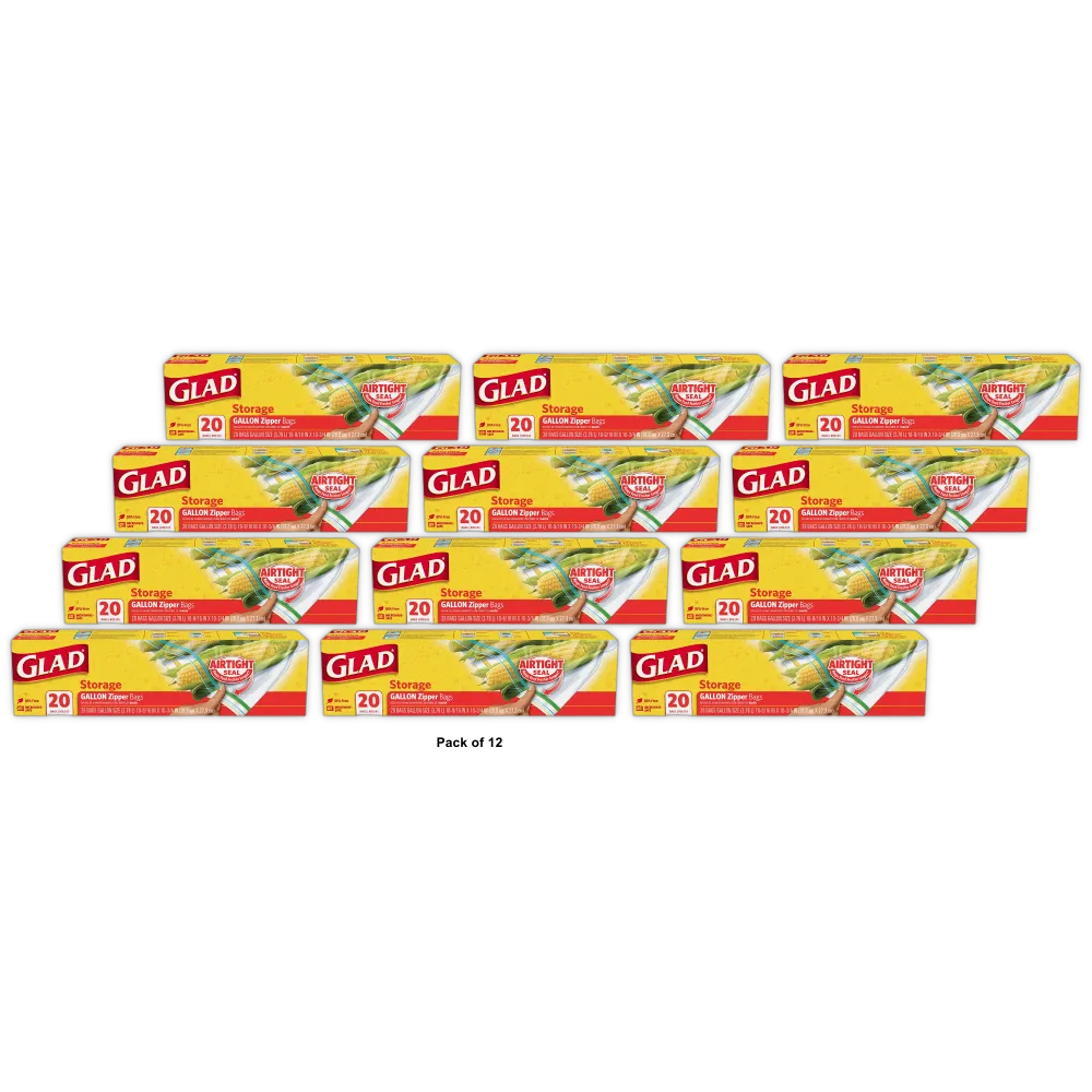Glad Zipper Storage Bag Gallon 8oz (Pack of 12)