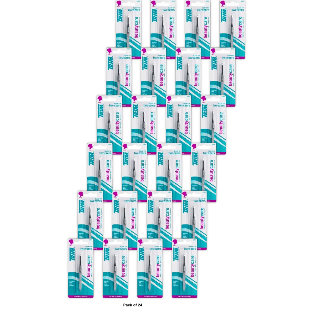 Trim Beauty Care Slant Tip Tweezers 0.32Oz (Pack Of 24)