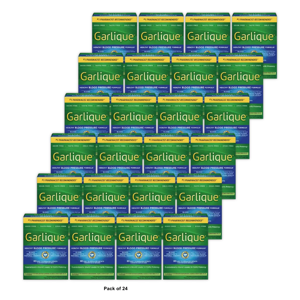 Garlique Healthy Blood Pressure Supplement Odor Free Garlic 1800 mcg Allicin 2.8oz (Pack of 24)