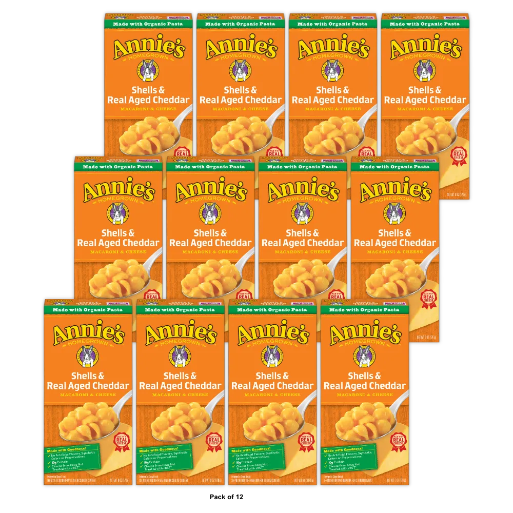 Annies Shells And Real Aged Cheddar Macaroni And Cheese 6Oz (Pack of 12)
