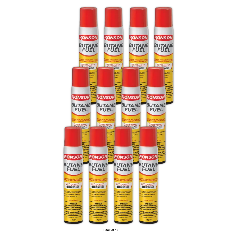 Ronson Large Lighter Butane Refill 78 gm 2.75Oz (Pack of 12)