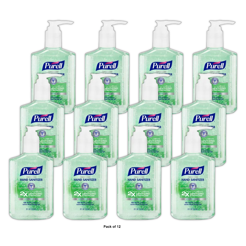 Purell Advanced Hand Sanitizer Soothing Gel 8Oz (Pack of 12)