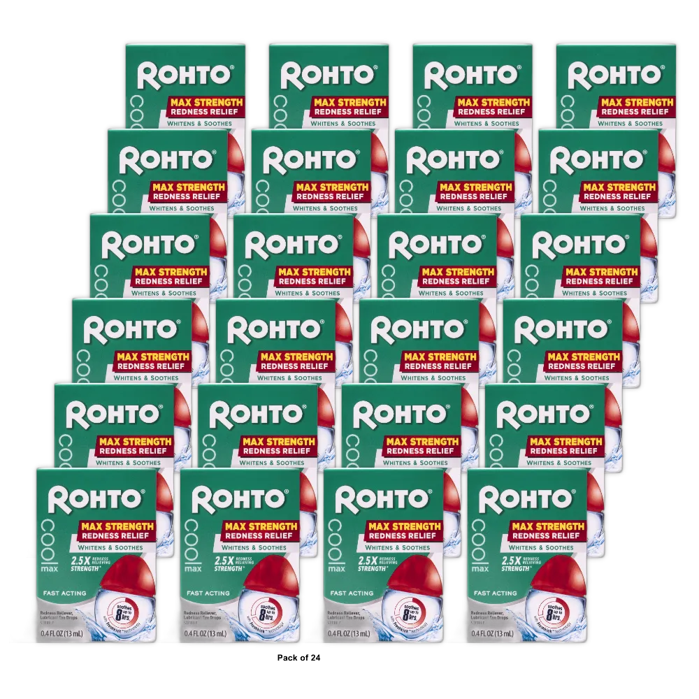 Rohto Cooling Maximum Redness Relief Eye Drops0.4Oz (Pack Of 24)