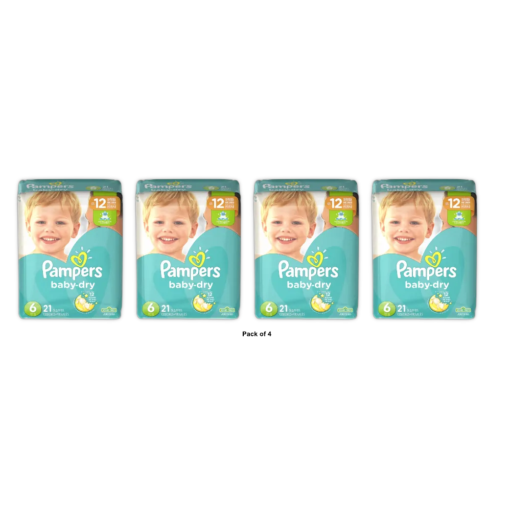 Pampers Baby Dry Diapers Size 6 16Oz (Pack of 4)