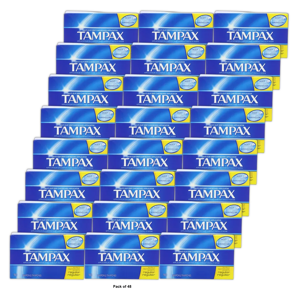 Tampax Tampons With Flushable Applicator Regular Absorbancy10 Each 1.17Oz(Pack of 48)