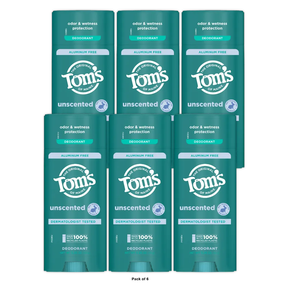 Tom?s of Maine Unscented Deodorant 3.25 oz (Pack of 12)