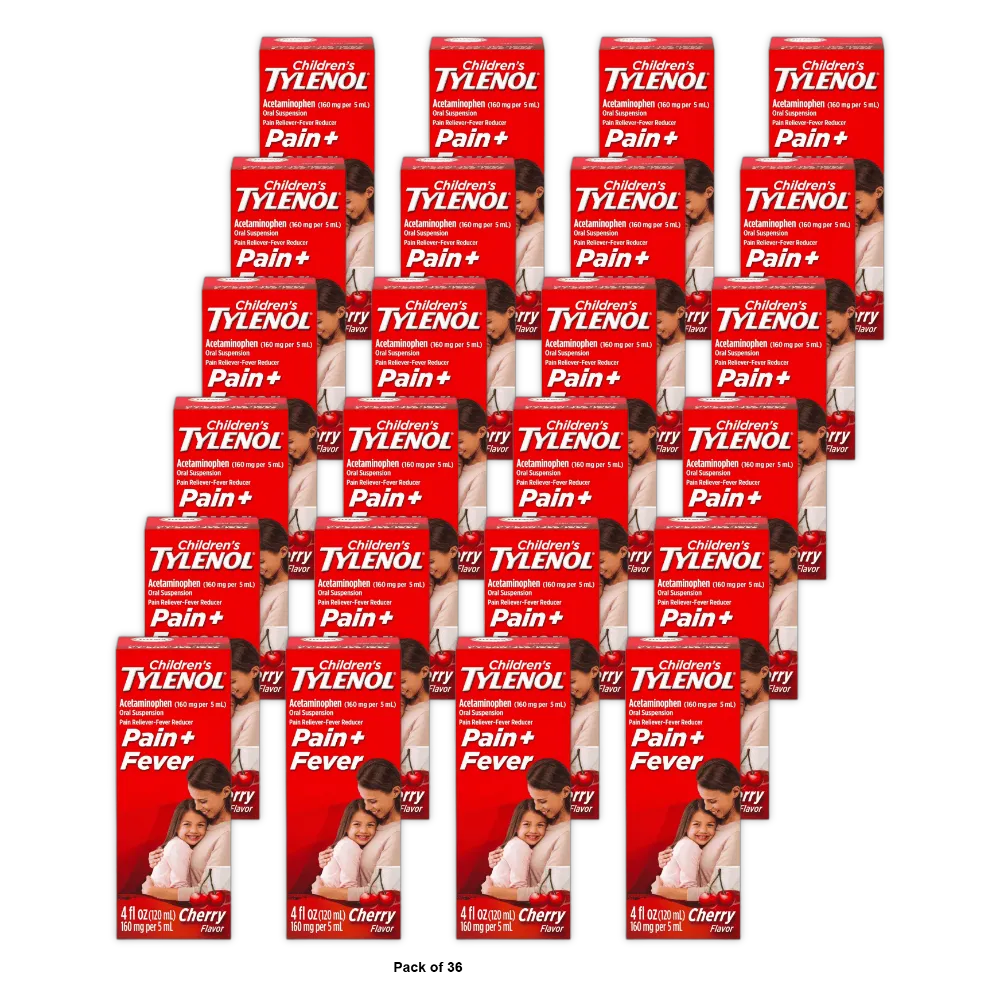 Tylenol Childrens Pain Reliever And Fever Reducer Cherry Flavor 4Oz (Pack of 36)