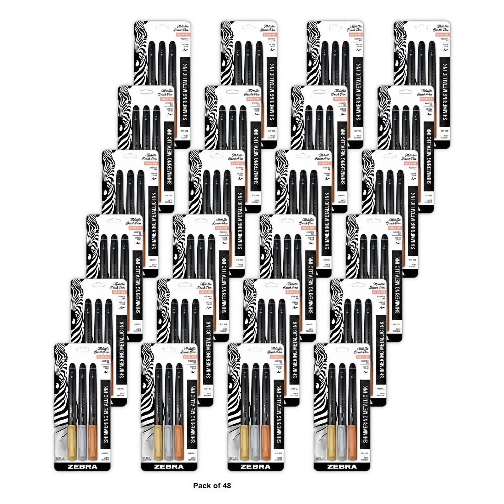 Zebra Metallic Brush Pen Set 0.64Oz (Pack of 48)