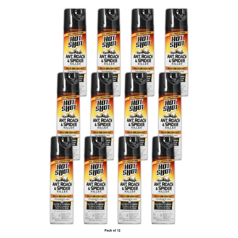 Hot Shot Ant Roach & Spider Killer Unscented 17.5Oz (Pack of 12)