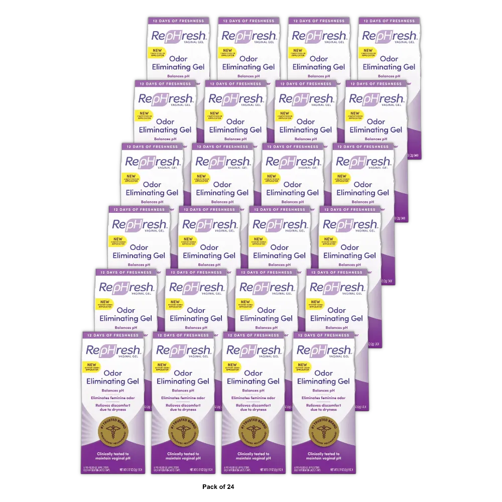 Rephresh Vaginal Personal Lubricant Odor Eliminating Gel 0.14Oz (Pack Of 24)