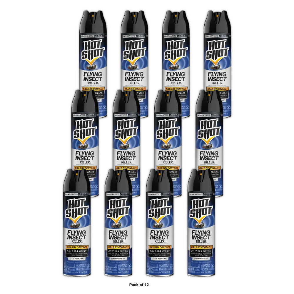 Hot Shot Clean Fresh Scent Flying Insect Killer 15Oz (Pack of 12)
