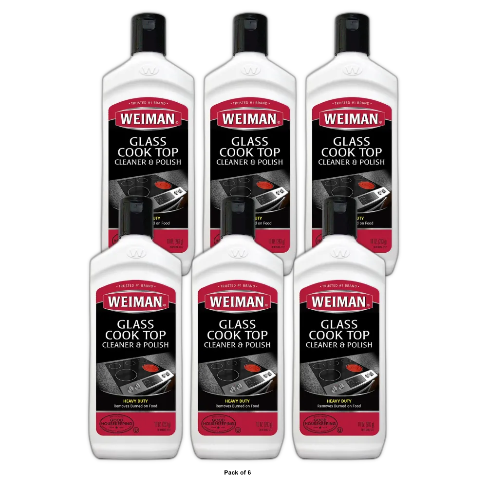 Weiman Glass Cook Top Heavy Duty Cleaner and Polish 10Oz (Pack of 6)