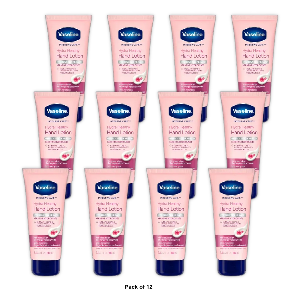 Vaseline Intensive Care Healthy Hands Stronger Nails Lotion 3.4Oz (Pack of 12)