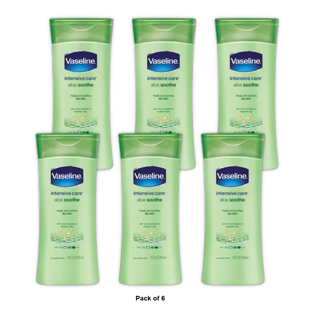Vaseline Intensive Care Body Lotion Aloe Soothe 10Oz (Pack of 6)