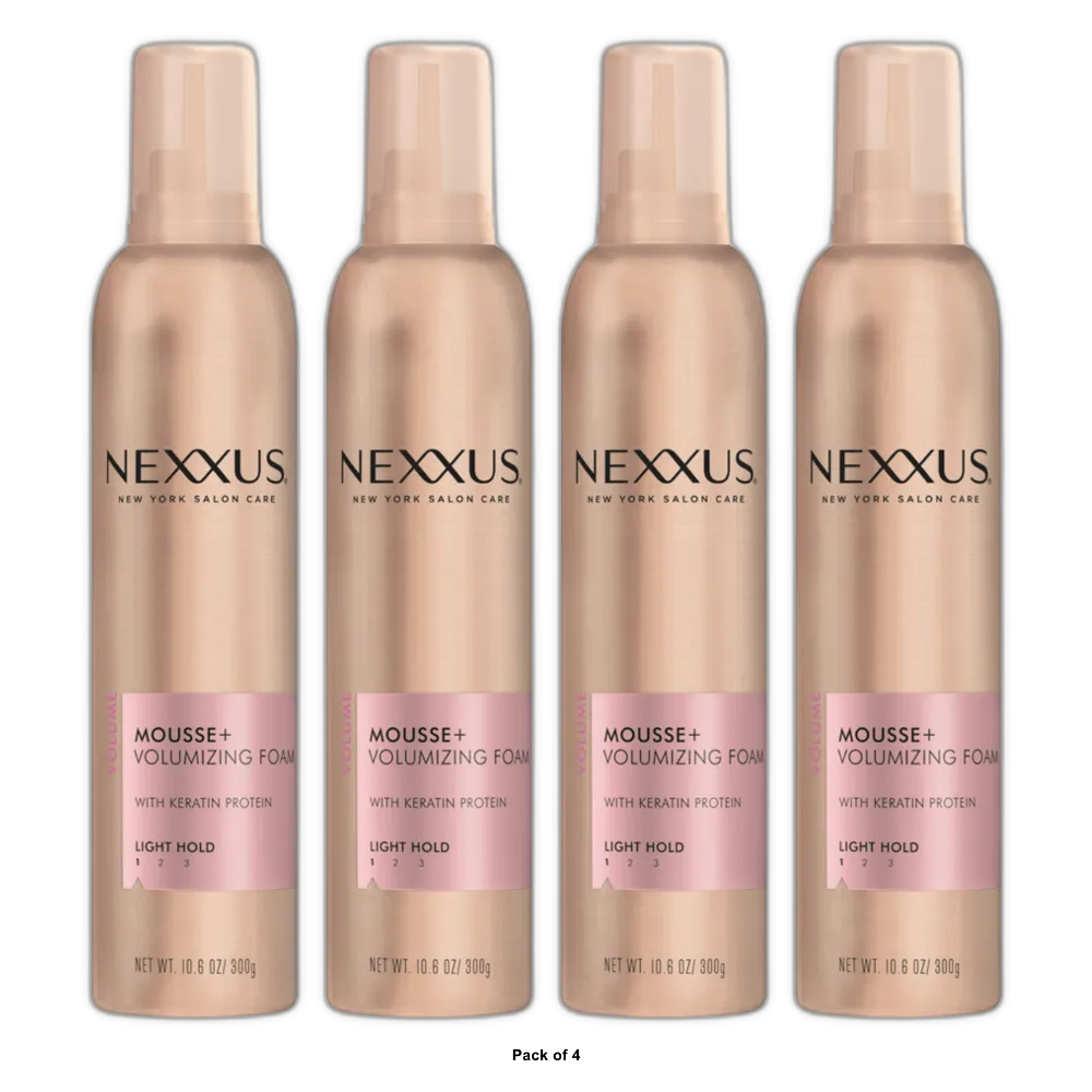 Nexxus Mousse Plus Volumizing Foam Styler Hair Light Hold 10.6Oz (Pack of 4)