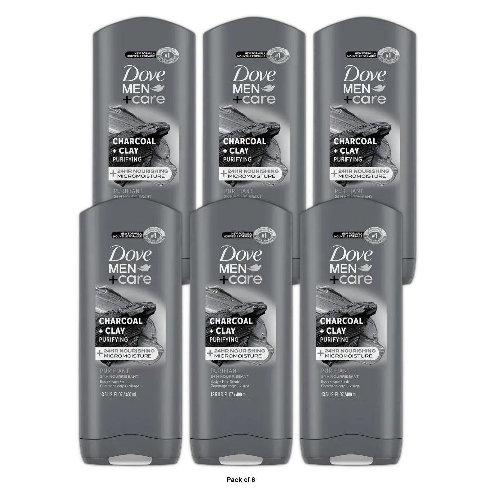 Dove Men+Care Elements Body Wash Charcoal And Clay 13.5Oz (Pack of 6)