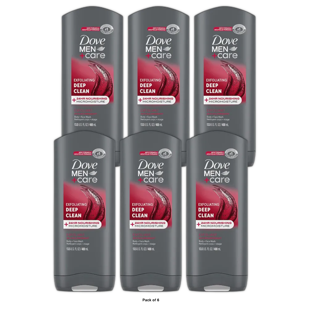 Dove Men Plus Care Body And Face Wash Deep Clean 13.5Oz (Pack of 6)