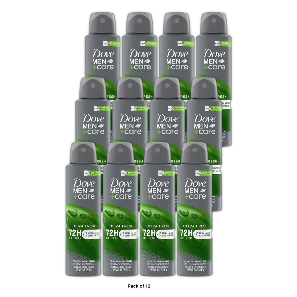Dove Men Plus Care Extra Fresh 48 Hour Antiperspirant and Deodorant Dry Spray 3.8Oz (Pack of 12)