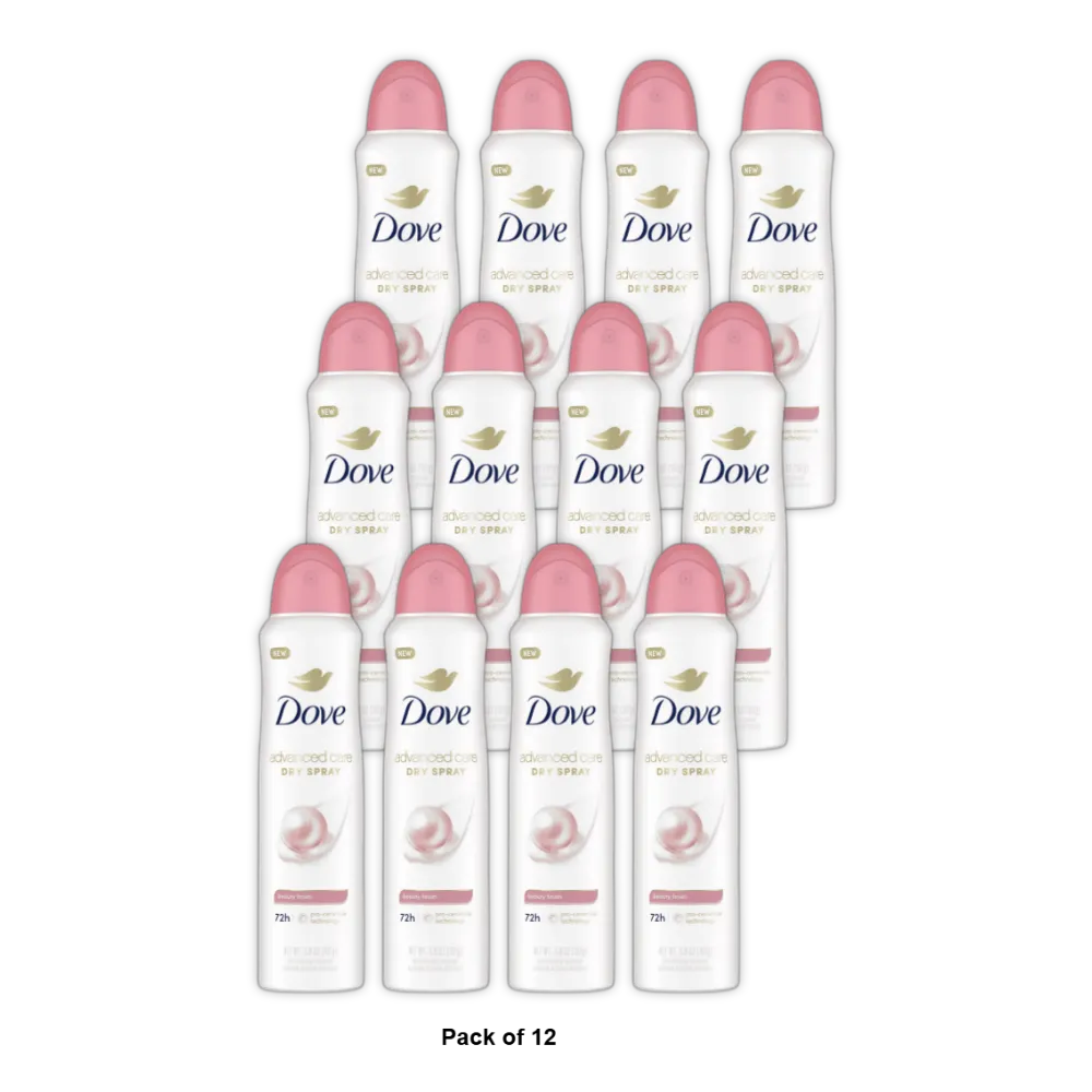 Dove Dry Spray 48-Hour Antiperspirant Deodorant Beauty Finish 3.8Oz (Pack of 12)