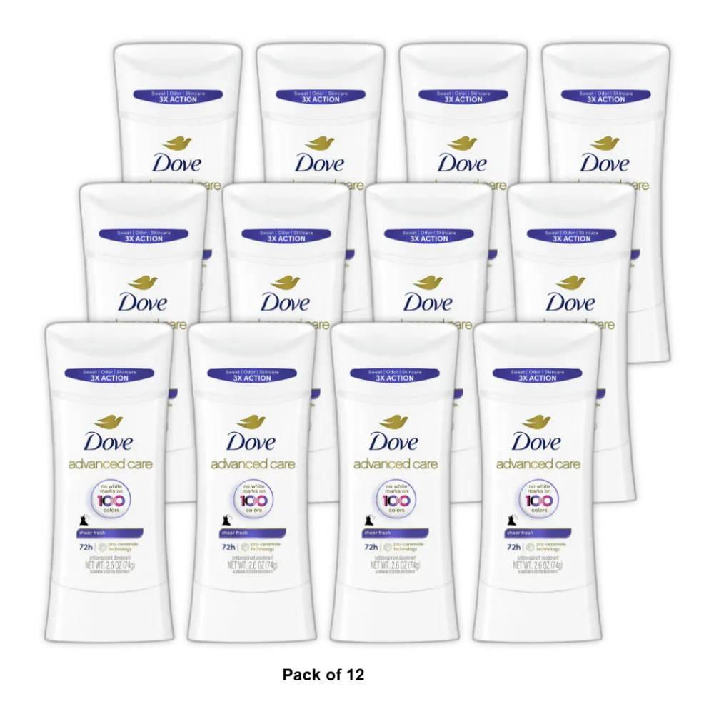 Dove Invisible Advanced Care Antiperspirant Deodorant Sheer Fresh2.6Oz (Pack of 12)