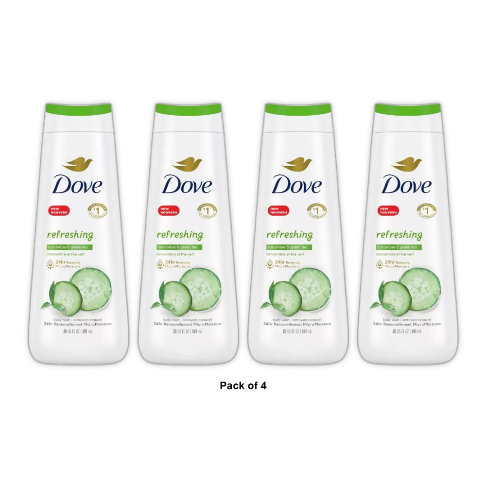 Dove Body Wash Cool Moisture Cucumber and Green Tea 20Oz (Pack of 4)
